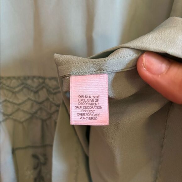 Calypso St. Barth Dadra Sage Silk Green Embroidered Elegant Embroidered Dress S - Picture 9 of 9